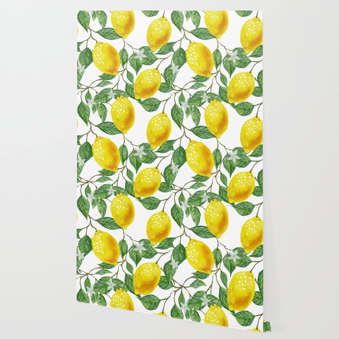 Tropical Lemon Tree Wallpaper By Digitaleffects Society6