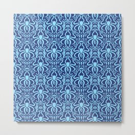 Greek Octopus Blue Metal Print