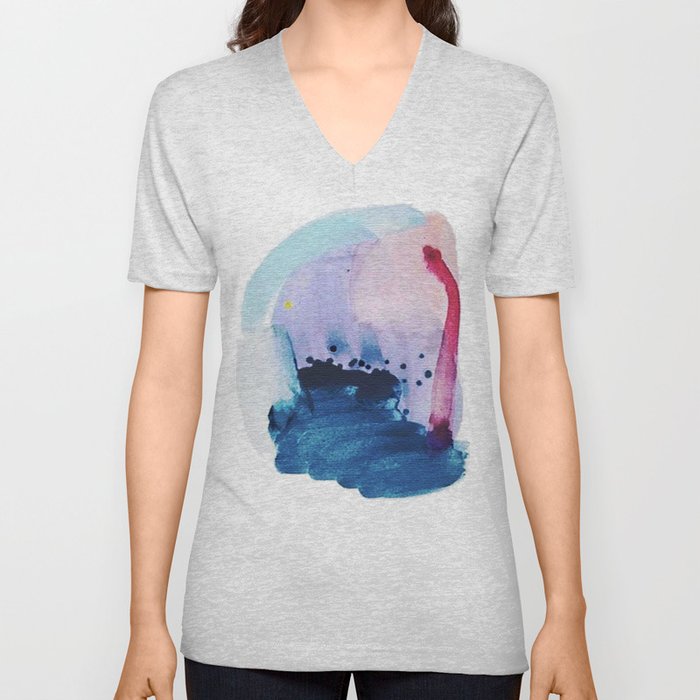 PYT: a minimal abstract mixed media piece on canvas in blues, pink, purple, and white V Neck T Shirt