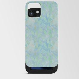 Blue Green Leaves Pattern iPhone Card Case