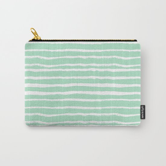 Mint stripes painted stripe pattern minimal nursery gender neutral Carry-All Pouch