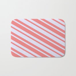 [ Thumbnail: Lavender and Light Coral Colored Stripes/Lines Pattern Bath Mat ]