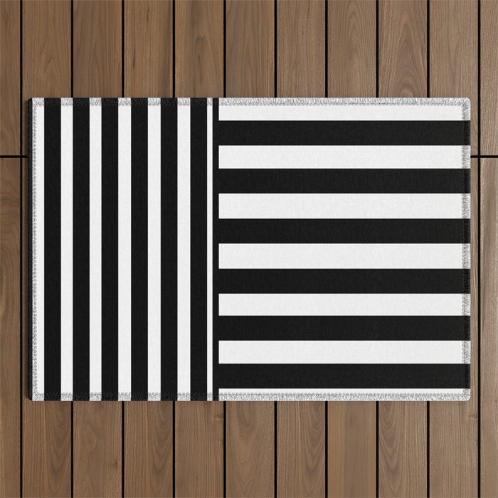 Black + White Stripe III Outdoor Rug