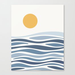 Blue Ocean Waves and the Sun Canvas Print