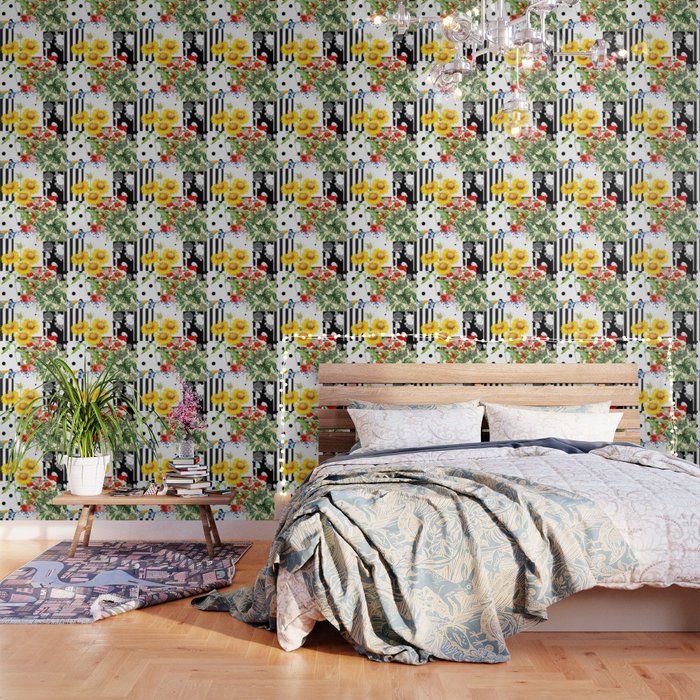 Italian,Sicilian art,patchwork,summer Flowers Wallpaper