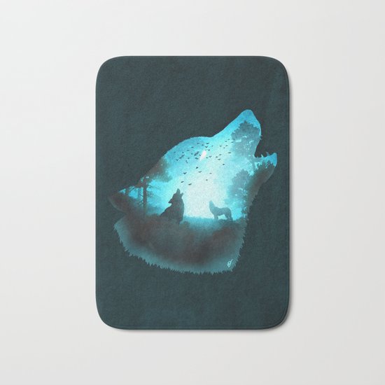 Blue Wolf Bath Mat