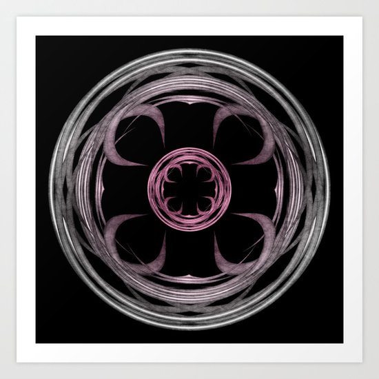 Mandala, silver, purple and pink Art Print