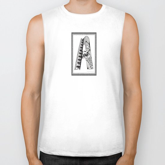 Zentangle A Monogram Alphabet Illustration Biker Tank