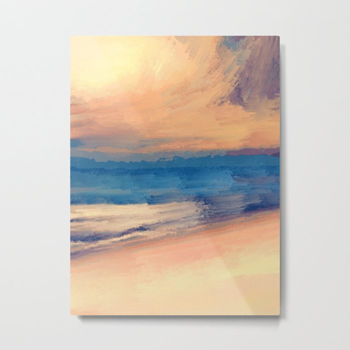 Approaching Sunset Abstract Seascape Metal Print
