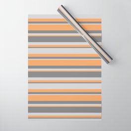[ Thumbnail: Brown, Gray & Light Grey Colored Lined/Striped Pattern Wrapping Paper ]
