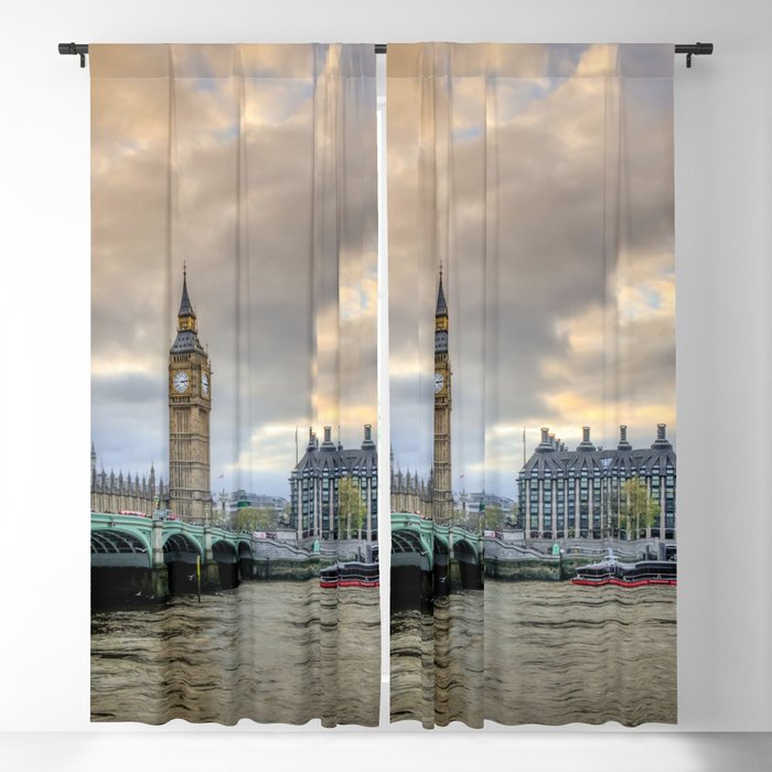 Great Britain Photography - Westminster Bridge In The Evening Blackout Curtain