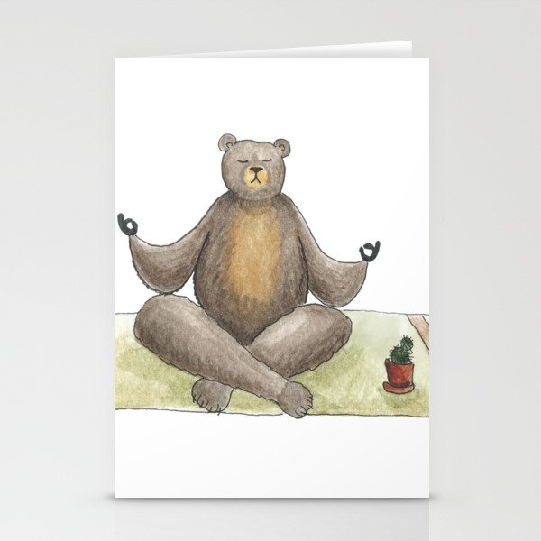 Bear meditating Stationery Cards