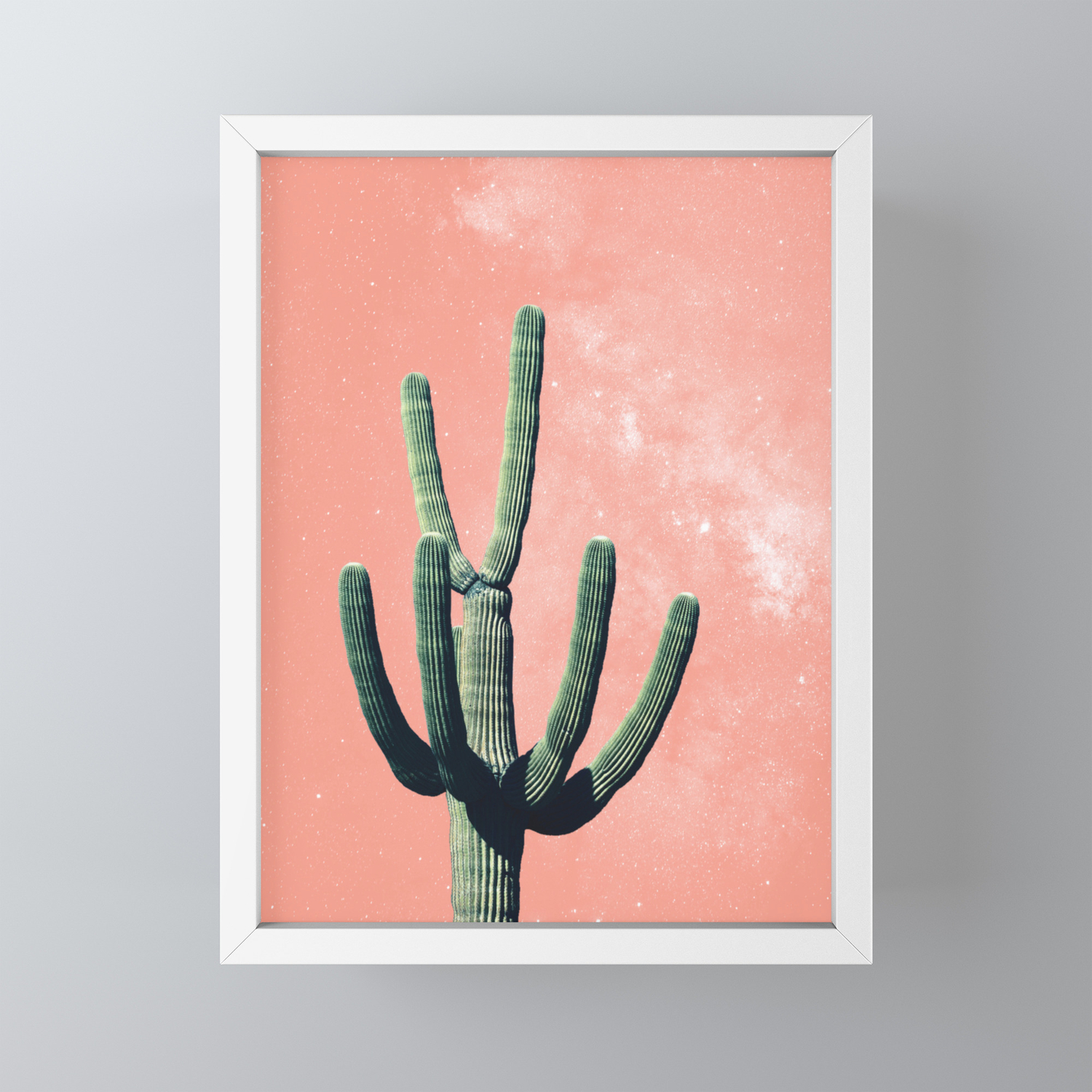 Pink Cactus Succulent Boho Mexican Framed Mini Art Print By