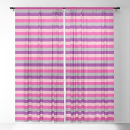 [ Thumbnail: Dark Grey, Dark Magenta, Light Pink, and Deep Pink Colored Lines/Stripes Pattern Sheer Curtain ]