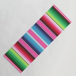 Pink Mexican Serape Blanket Stripes Yoga Mat