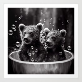 Bath Time for Cubs Art Print