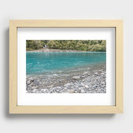 Turquoise water and waterfalls of Roaring Billy Falls, New Zealand Recessed Framed Print