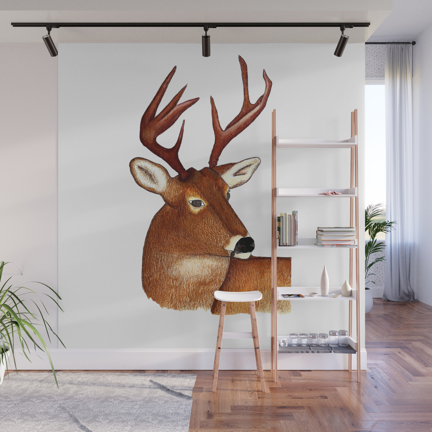 Big Buck Deer Watercolor And Color Pencil Design Wall Mural By Delisle's Rusted Treasure | Society6