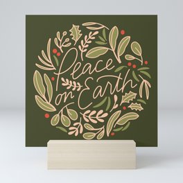 Peace on Earth - Holiday Art - Green Mini Art Print