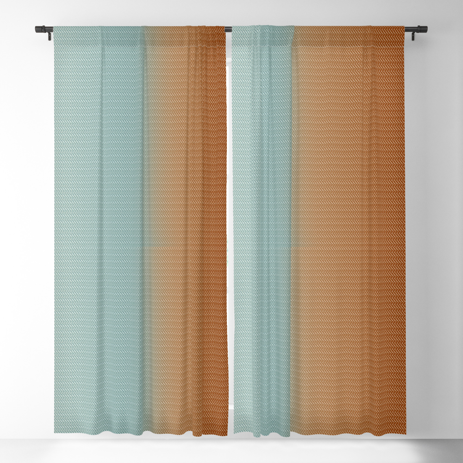 Light Rust And Turquoise Graphic Herringbone Weave Pattern Blackout Curtain By Natural Design Society6