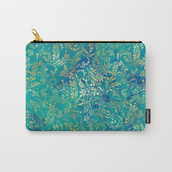 Blue Gold Swirls Carry-All Pouch