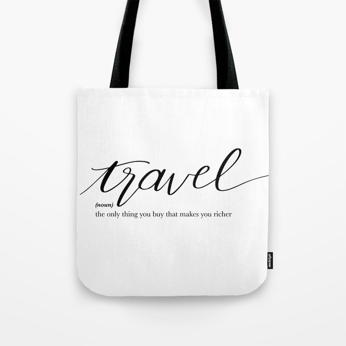 Travel Dictionary Definition Funny Words Minimalist Quote Multipurpose  Printed Canvas Tote Bag