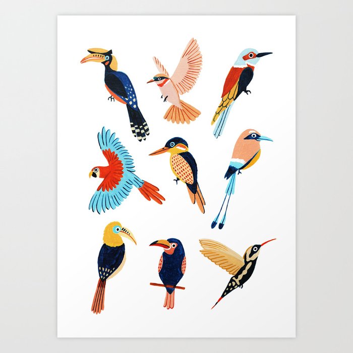 Tropical Jungle Birds Art Print