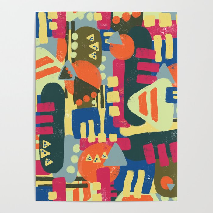 Abstract geometric shapes pattern Poster