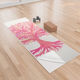 Tree of Life Watercolor – Pink Yoga Towel