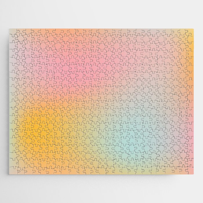Orange Pink and Blue Mesh Blue Abstract Pattern Jigsaw Puzzle