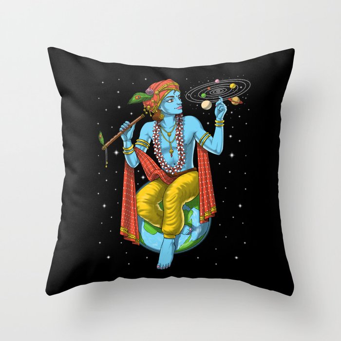 Hindu Lord Krishna Throw Pillow