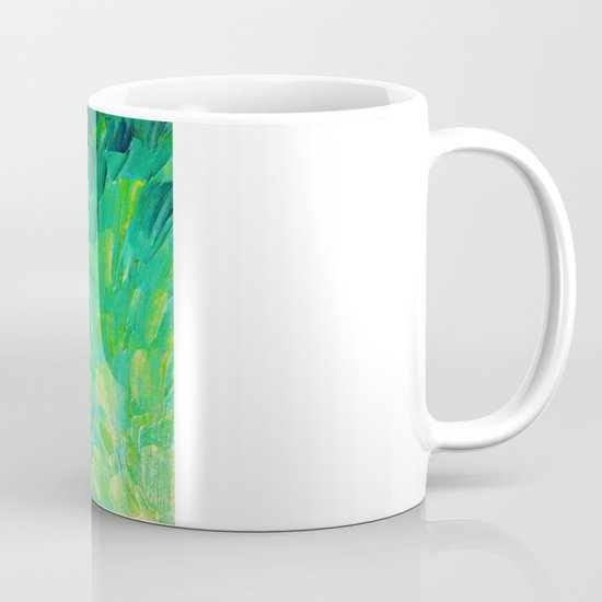 SEA SCALES in GREEN - Bright Green Ocean Waves Beach Mermaid Fins Scales Abstract Acrylic Painting Mug