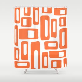 Retro Mid Century Modern Abstract Pattern 336 Orange Shower Curtain