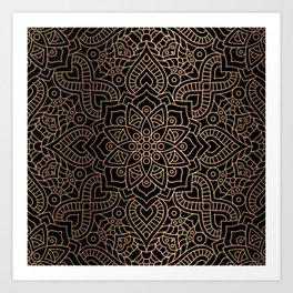 Black Gold Mandala Art Print