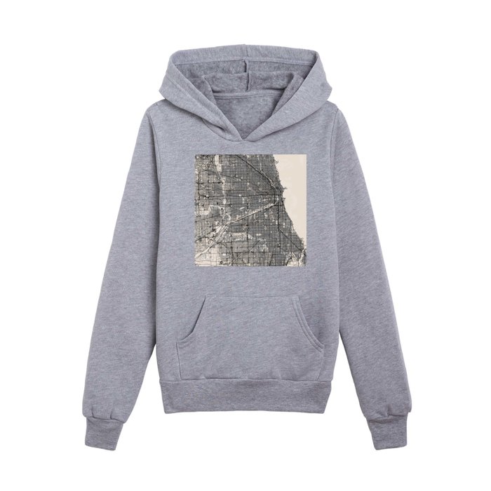 CHICAGO - black and white aesthetic map Kids Pullover Hoodie