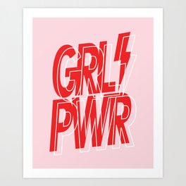 GRL PWR - GIRL POWER (Feminism typography design in red) Art Print