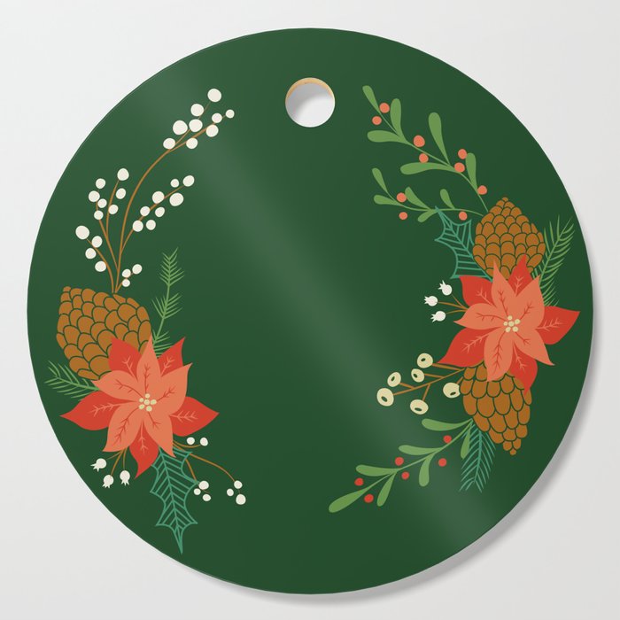 Winter Florals - Green Cutting Board