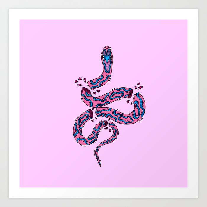 Choped Up Pink Snake  Art Print