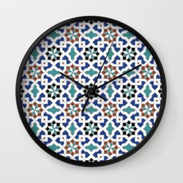 Geometric Pattern - Oriental Design Pt. 7x - seamless design ,blue, green Wall Clock