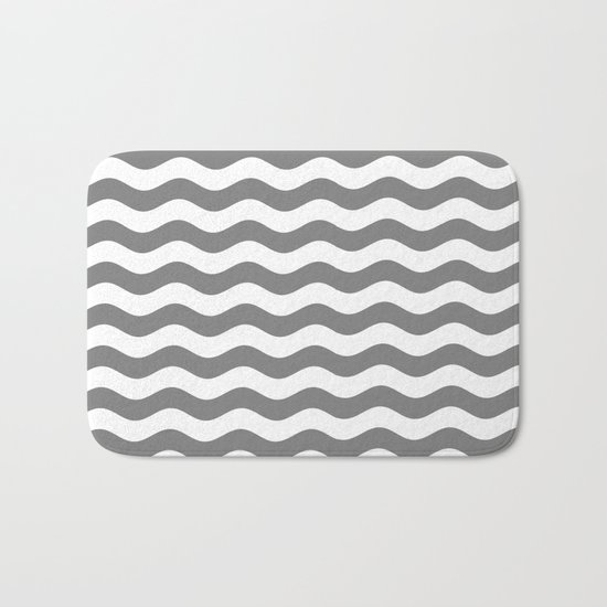 Wavy Stripes (Gray/White) Bath Mat