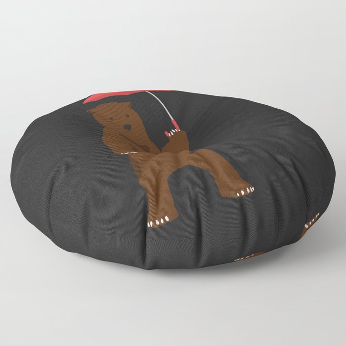 Bear Holding an Umbrella - Simplistic Design Floor Pillow