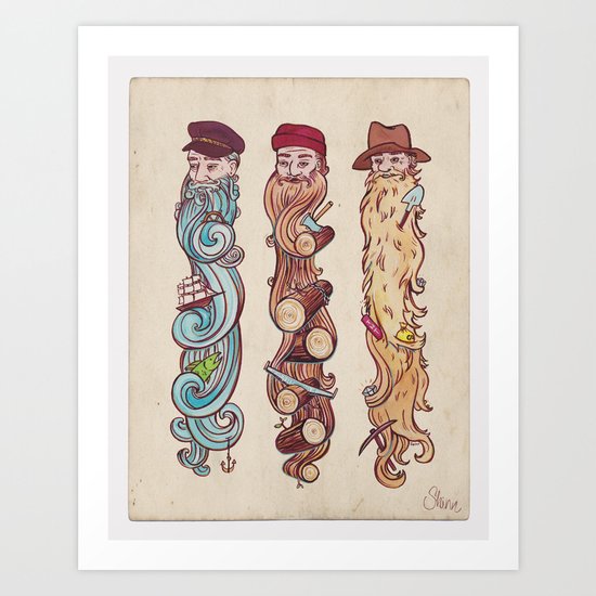 Working Man's Beard Art Print