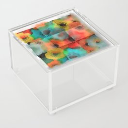 Floral Fold - turquoise red orange yellow green Acrylic Box