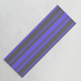 [ Thumbnail: Medium Slate Blue and Dim Gray Colored Pattern of Stripes Yoga Mat ]