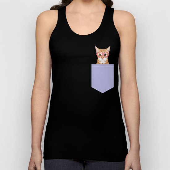 Mackenzie - Orange Tabby Cute Hipster Glasses Kitten Lavender Pastel Girly Retro Cat Art cell phone Unisex Tank Top