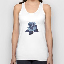 Cottagecore Blue Roses on Gray Gingham Pattern Unisex Tank Top