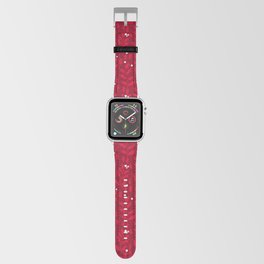 holly berries and leaves on crimson Apple Watch Band