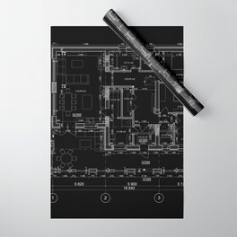 Detailed architectural private house floor plan, apartment layout, blueprint. Vector illustration Wrapping Paper