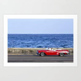 Cuba cab at Malecon Art Print