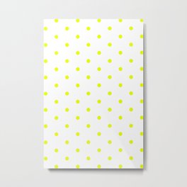 Polka Dots Pattern White and Vivid Lemon Yellow Metal Print | Pattern, Sunny, Flashing, Polka, Neon, Lemonade, Popular, Dots, Sun, Flash 